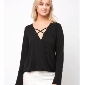 Abbeline long sleeve black top